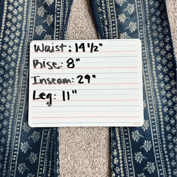 Free People Boho Print Indigo Flare Jeans, Size 26 - Picture 8 of 11